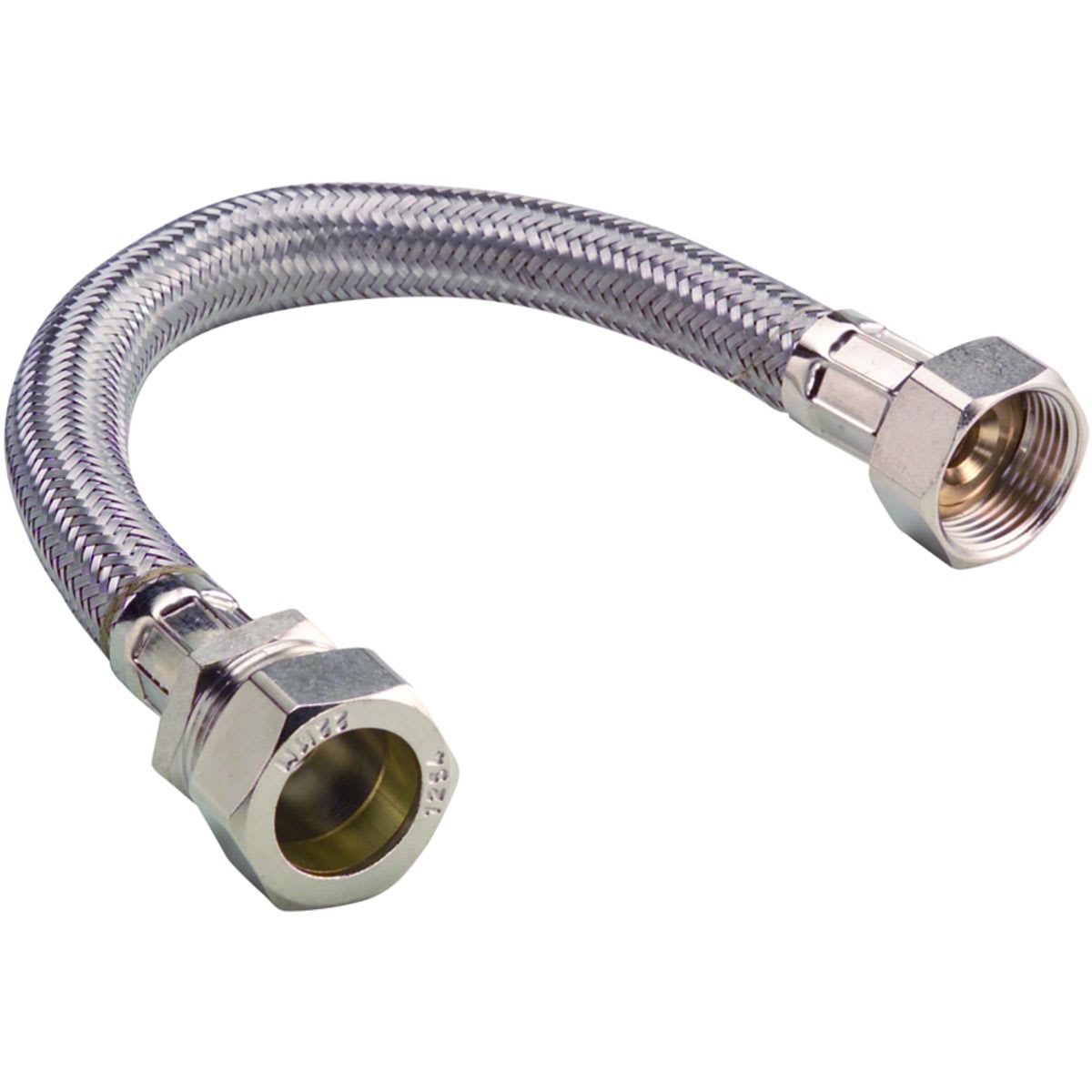 FLEXIBLE TAP CONNECTER 15 X 1/2 X 500mm WITH SWIVEL ELBOW